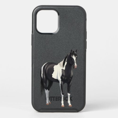 Beautiful Black Pinto Paint Horse T_shirt OtterBox Symmetry iPhone 12 Pro Case