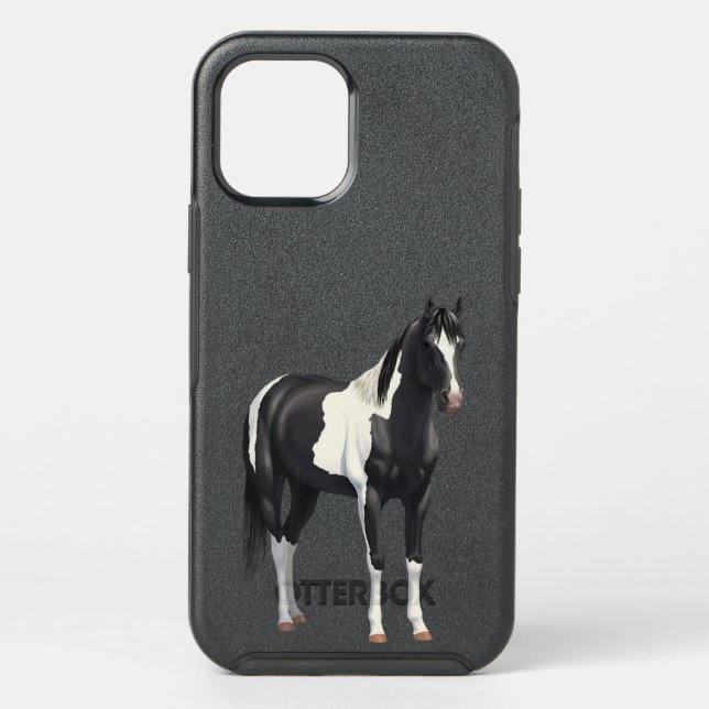 Beautiful Black Pinto Paint Horse T-shirt Otterbox iPhone Case (Back)