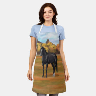 Beautiful Black Quarter Horse Stallion Apron