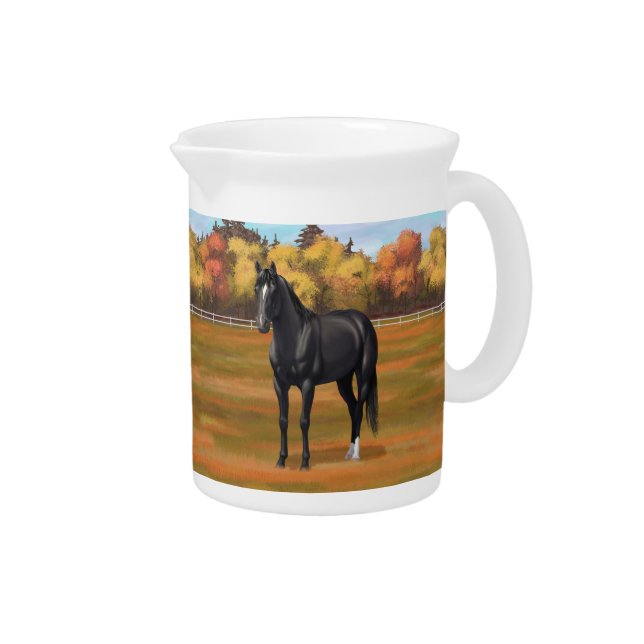 Beautiful Black Quarter Horse Stallion Beverage Pitcher (Right)