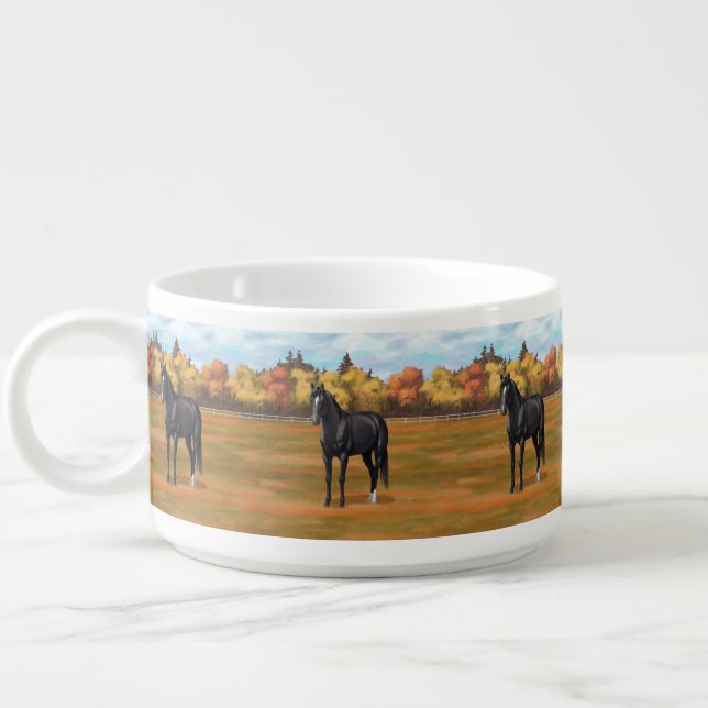 Beautiful Black Quarter Horse Stallion Bowl (Right)