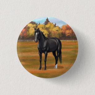 Beautiful Black Quarter Horse Stallion Button