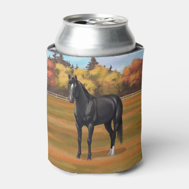 Beautiful Black Quarter Horse Stallion Can Cooler (Can Front)