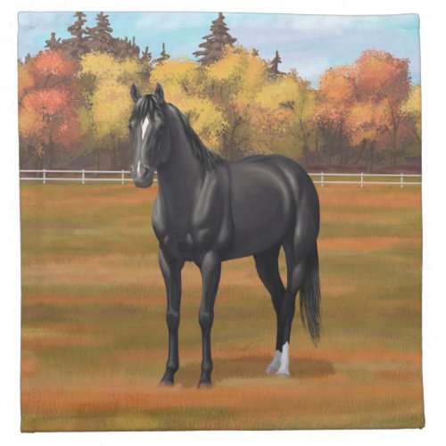 Beautiful Black Quarter Horse Stallion Cloth Napkin