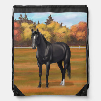 Beautiful Black Quarter Horse Stallion Drawstring Bag