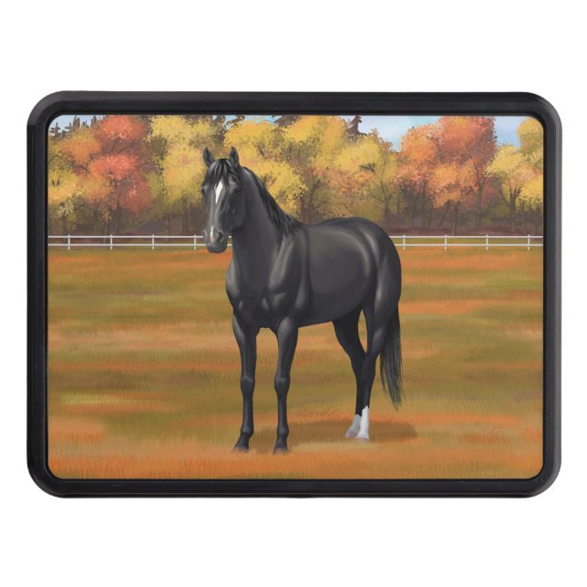 Beautiful Black Quarter Horse Stallion Hitch Cover (Front)