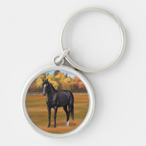 Beautiful Black Quarter Horse Stallion Keychain