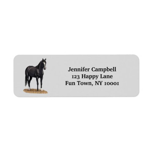 Beautiful Black Quarter Horse Stallion Label