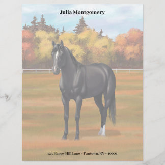Beautiful Black Quarter Horse Stallion Letterhead