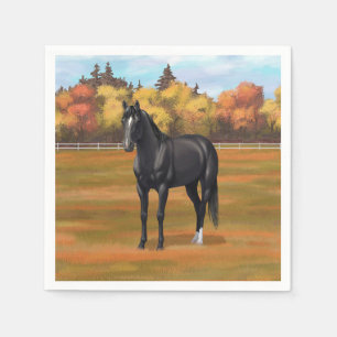 Beautiful Black Quarter Horse Stallion Napkins