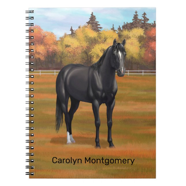 Beautiful Black Quarter Horse Stallion Notebook (Front)
