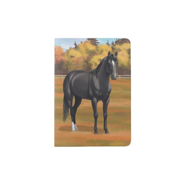 Beautiful Black Quarter Horse Stallion Passport Holder (Front)