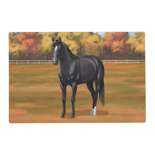 Beautiful Black Quarter Horse Stallion Placemat (Front)