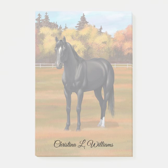 Beautiful Black Quarter Horse Stallion Post-it Notes (Front)