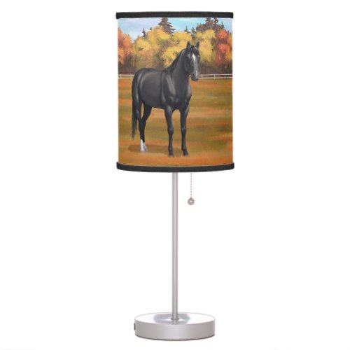 Beautiful Black Quarter Horse Stallion Table Lamp