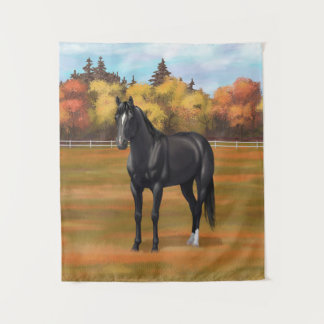 Beautiful Black Quarter Horse Stallion Tapestry