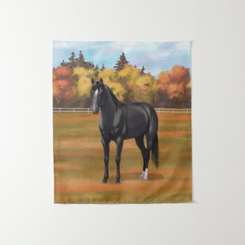 Beautiful Black Quarter Horse Stallion Tapestry
