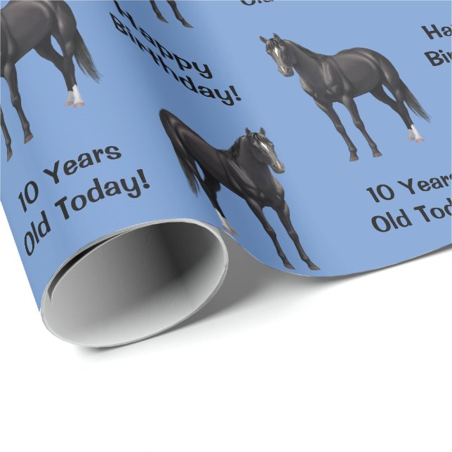 Beautiful Black Quarter Horse Stallion Wrapping Paper (Roll Corner)