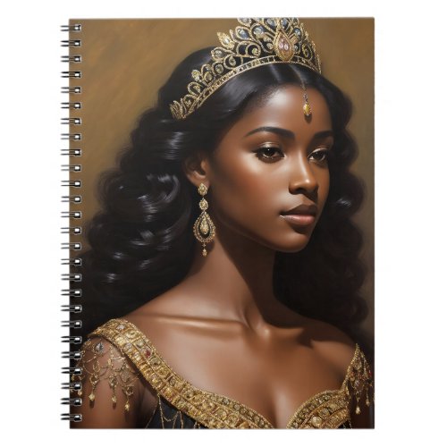 Beautiful Black Queen Gold Crown Notebook