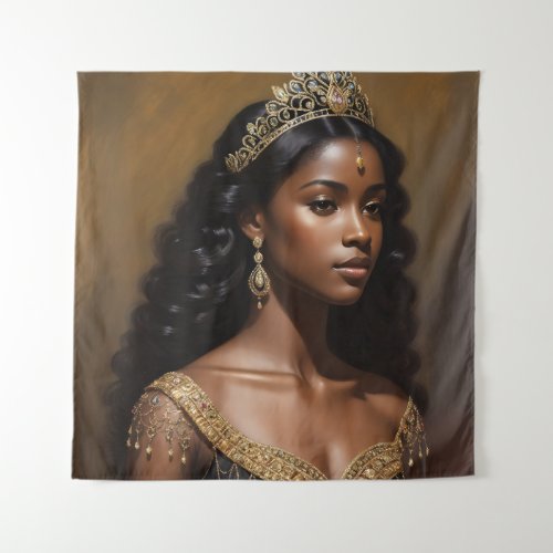 Beautiful Black Queen Gold Crown Tapestry