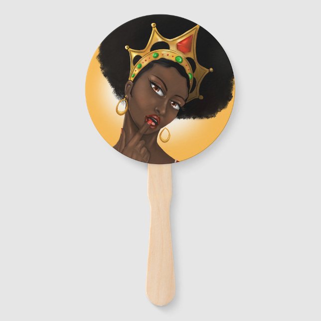 Beautiful Black Queen Hand Fan (Front)