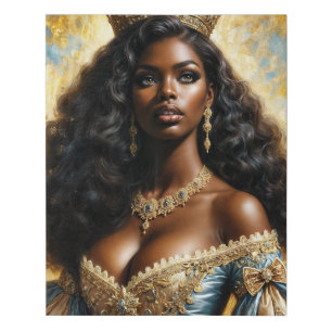 Beautiful Black Queen In Elegant Ballgown Faux Canvas Print