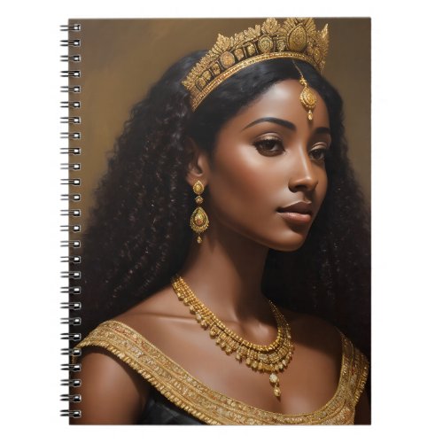 Beautiful Black Queen Wearing Gold Crown Notebook