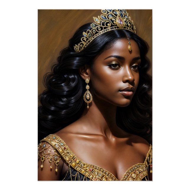 Beautiful Black Queen Wearing Tiara Poster (Front)