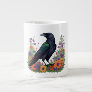 Beautiful black raven giant coffee mug