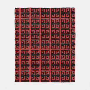 Beautiful Black & Red Geometric Pattern Fleece Blanket