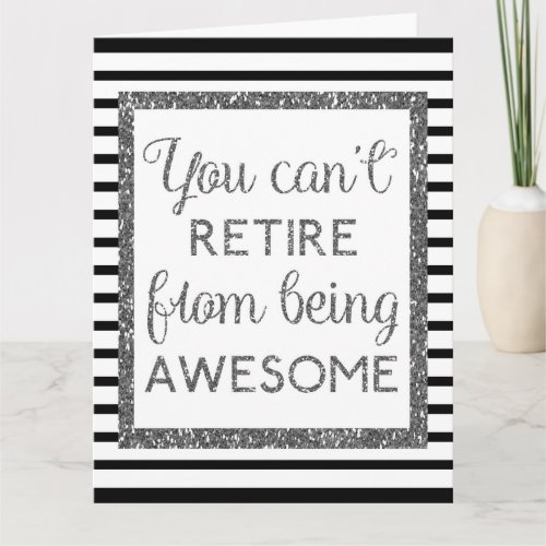 Beautiful Black Silver Glitter Big  Retirement Card