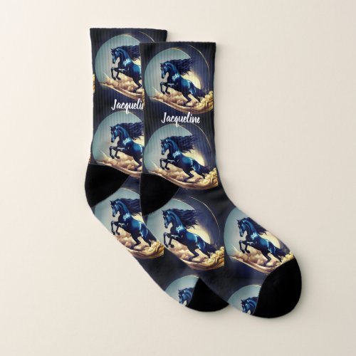 Beautiful Black Stallion Socks