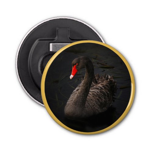 Beautiful Black Swan with a Bright Red Beak Bottle Opener