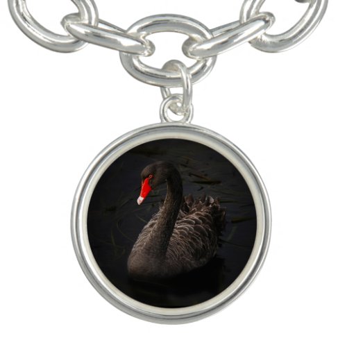 Beautiful Black Swan with a Bright Red Beak Bracelet