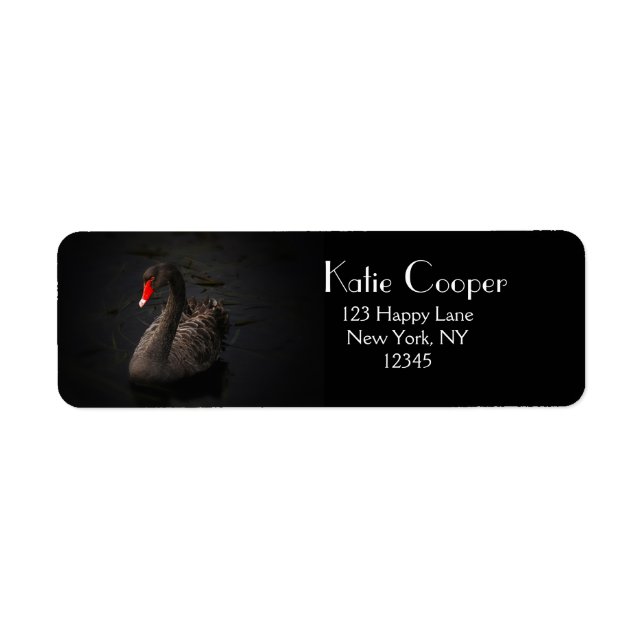 Beautiful Black Swan with a Bright Red Beak Label (Front)