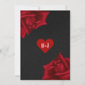 Beautiful Black Texture Red Roses Bridal Shower Invitation (Back)