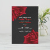 Beautiful Black Texture Red Roses Bridal Shower Invitation (Standing Front)