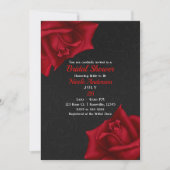 Beautiful Black Texture Red Roses Bridal Shower Invitation (Front)