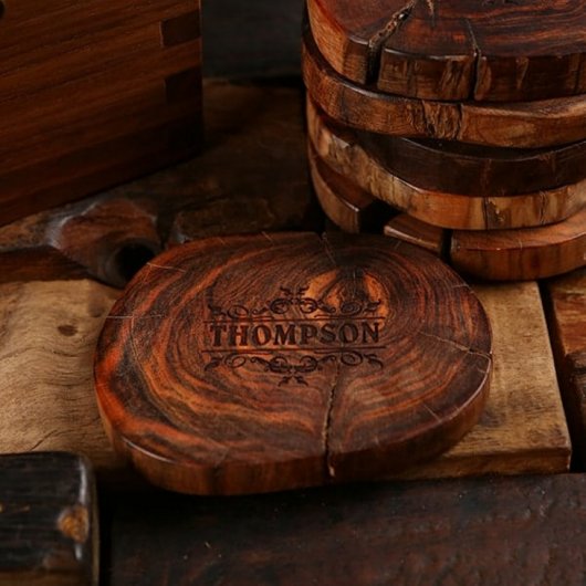 Beautiful Black Walnut Gift Box with Wood Coasters (Front)