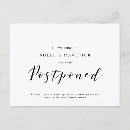 Beautiful Black Wedding invitation Postponed Postcard