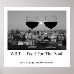 Beautiful Black & White Color Wine Poster! Poster