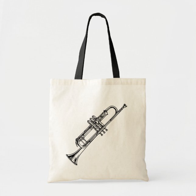Beautiful Black & White Cornet Musical Instrument Tote Bag (Front)