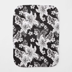 Beautiful black white flower pattern baby burp cloth