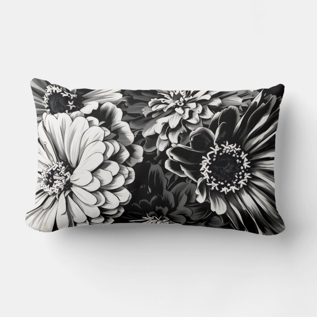 Beautiful Black & white flowers on pillow (Front)