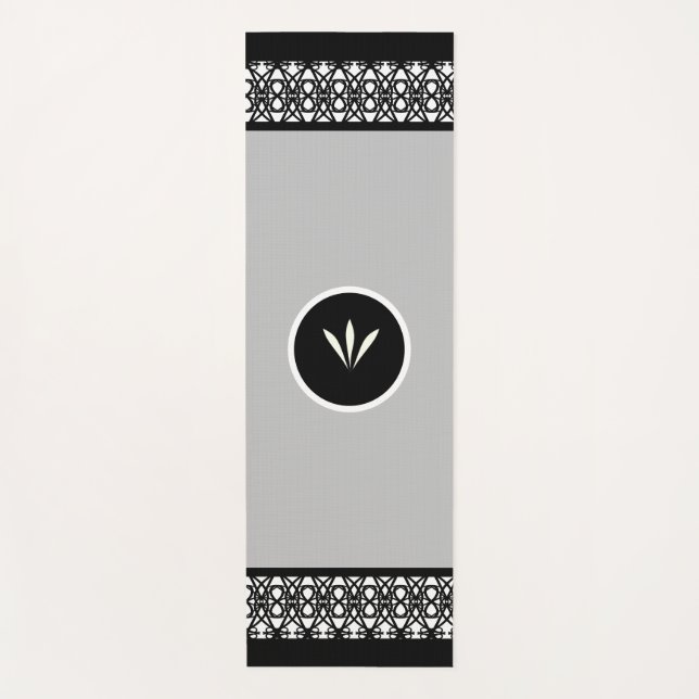Beautiful Black & White Pattern Yoga Mat (Front)