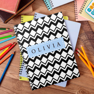 Beautiful Black & White Patterns Custom Name Notebook