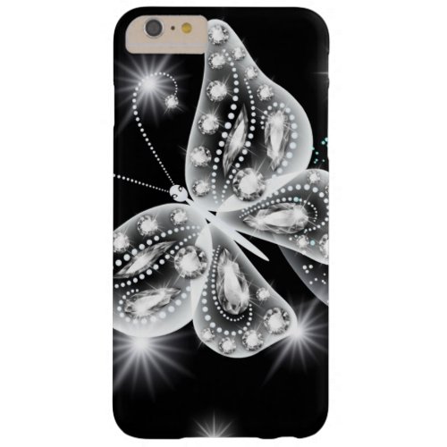 Beautiful black white sparkles butterfly case