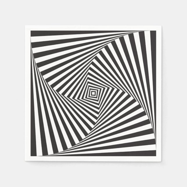 Beautiful Black white spiral optical illusion Napkins (Front)