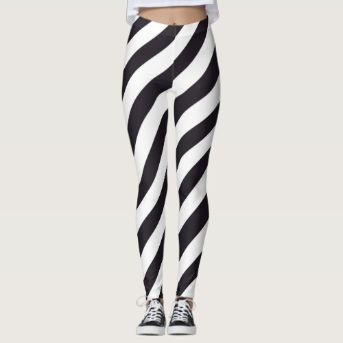 Beautiful black white stripe pattern leggings