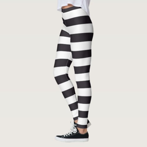 Beautiful black white stripe pattern leggings